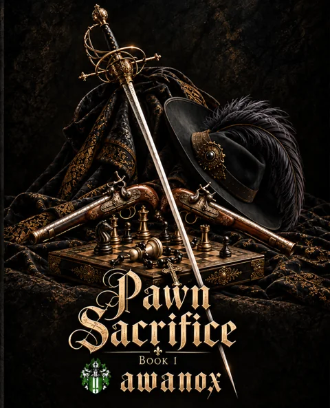 Vollständiger englischer Buchumschlag Pawn Sacrifice – Rückseite, Buchrücken und Vorderseite